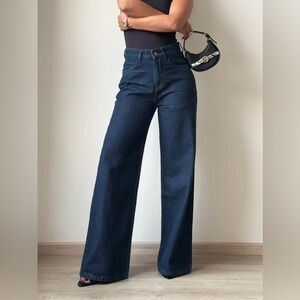 Cotton On Dark Blue Wide Leg Flare Jeans